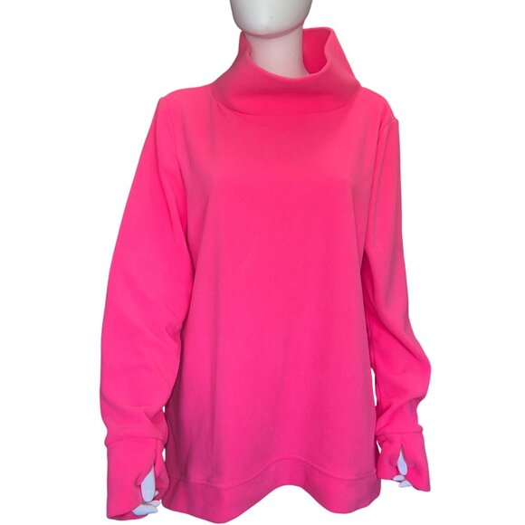 Telluride Clothing Co. Hot Pink Fleece Pullover w/ Split Cuffs & Funnel Neck XL - Picture 1 of 10